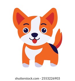 Personaje de dibujos animados de animales de perrito naranja lindo con expresión de sonrisa