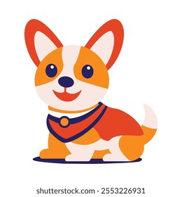 Personaje de dibujos animados de animales de perrito naranja lindo con expresión de sonrisa