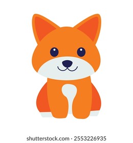 Personaje de dibujos animados de animales de perrito naranja lindo con expresión de sonrisa