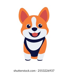 Personaje de dibujos animados de animales de perrito naranja lindo con expresión de sonrisa