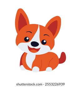 Personaje de dibujos animados de animales de perrito naranja lindo con expresión de sonrisa