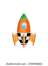 Diseño de icono del cohete naranja. Ilustración vectorial.