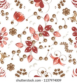 Cute orange seamless floral pattern background. Vector illustration. EPS 10