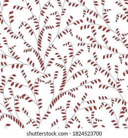 cute orange small vector leaves pattern of white
