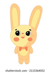 Cute orange smiling rabbit character. Vector illustration isolate on white.