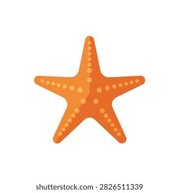 Cute orange starfish icon with dot patterns isolated on white background for sea and ocean themes
