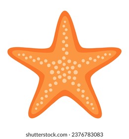 Cute orange starfish. Sea and ocean animal. Underwater life. Childish sea star character. Vector flat illustration isolated on white background