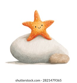 Cute orange starfish with smile
