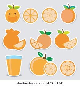 cute orange sticker set with shadow