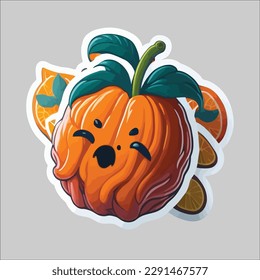 Cute Orange Sticker in Vector Design