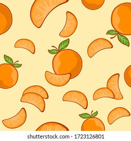cute orange summer fruit seamless patterns background