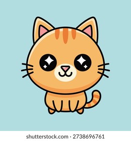 Cute orange tabby cat with sparkle eyes cartoon cat