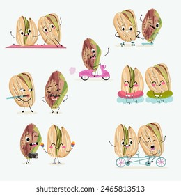 Cute orange, tangerine fruit characters set, collection. Flat vector illustration. Activities, playing musical instruments, sports, funny fruits.