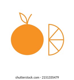 Cute orange oder tangerine Logo, Vektorgrafik.