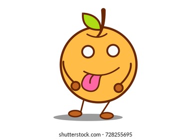 Cute Orange Teasing. Vector Illustration. Isolated on white background.