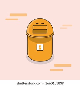 Basura naranja, boca abierta con el icono de la batería para 
residuos electrónicos. ilustración vectorial