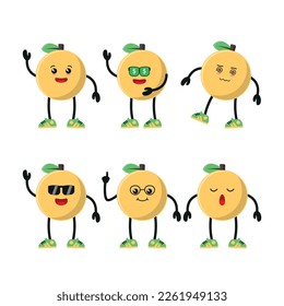 cute orange various activity face expression vector illustration design