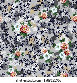 cute orange vector flowers pattern on seamless background