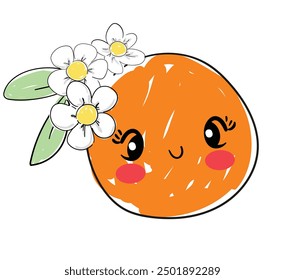 Cute orange vector, T-Shirt design for kids. Hand Drawn simple illustration