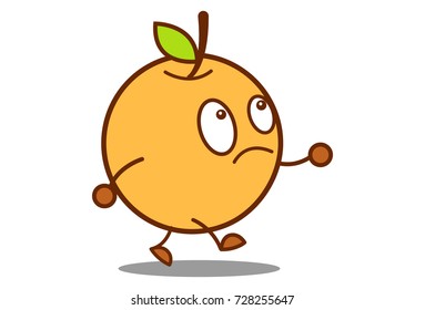 Cute Orange walking. Vector Illustration. Isolated on white background.