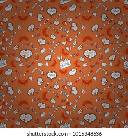 Cute orange, white and black colors elements. Vector illustration. Seamless Happy Valentine':s Day card seamless background pattern heart.