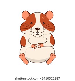 Cute orange and white hamster isolated on white background. Vector flat illustration.