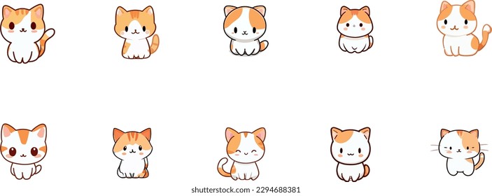 cute orange and white rabbit, animal minimal drawn chibi 2d white