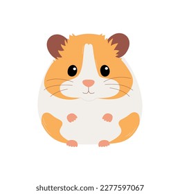 Cute orange and white syrian hamster isolated on white background. Vector flat illustration