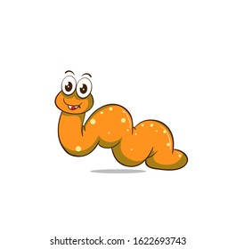 Cute orange worm with white background Free Vector