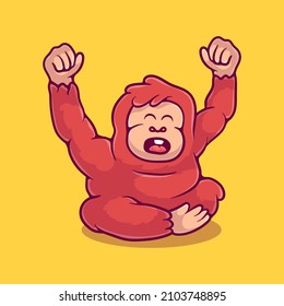 cute orangutan illustration. Suitable for mascot designs, t-shirts, stickers, and other cute orangutans or monkeys