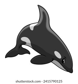 Cute orca cartoon a swimming