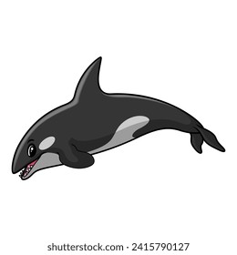Cute orca cartoon a swimming