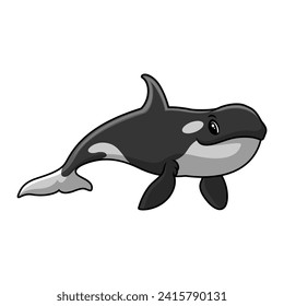Cute orca cartoon a swimming