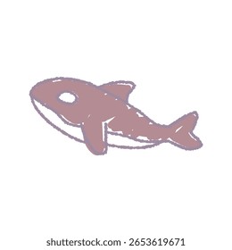 Cute orca illustration drawn with crayons, Vector hand drawn design element of sea animals.