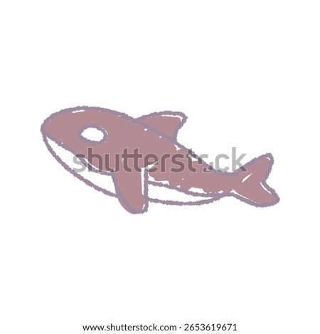 Cute orca illustration drawn with crayons, Vector hand drawn design element of sea animals.