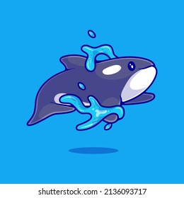 cute orca whale illustration suitable for mascot sticker and t-shirt design