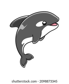 Cute Orca whale vector illustration. Killer whale cartoon clipart.