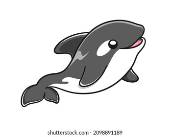 Cute Orca whale vector illustration  Killer whale cartoon clipart 