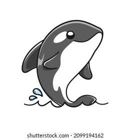 Cute Orca whale vector illustration. Killer whale cartoon clipart.