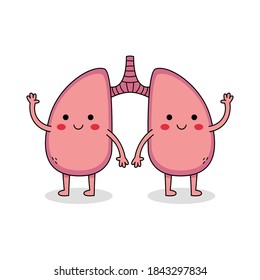 Cute organ lung cartoon character