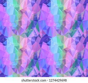 Cute origami cats. Seamless background. Modern polygonal  design. Vector illustration for web design. Low poly art. 