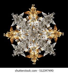 Cute ornament object. Snowflake isolated. Snowflake ornament on a golden colors. Snowflake ornament Vector illustration.