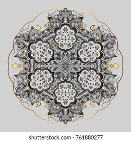 Cute ornament object. Snowflake isolated. Snowflake ornament on a gray, brown and neutral colors. Snowflake ornament Vector illustration.