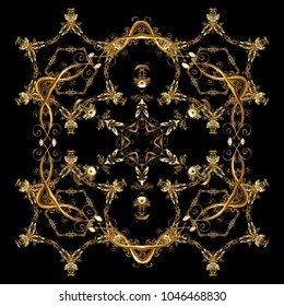 Cute ornament object. Snowflake ornament on a black, brown and beige colors. Snowflake ornament Vector illustration. Snowflake isolated.