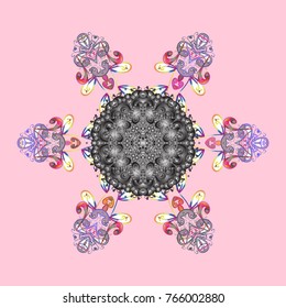 Cute ornament object. Snowflake ornament on a neutral, gray and white colors. Snowflake ornament Vector illustration. Snowflake isolated.
