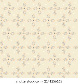 Cute ornament seamless floral pattern with dots 