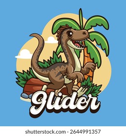 Cute Ornitholestes Dinosaur Character Mascot in Vector Cartoon Illustration