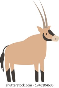 Cute oryx Cartoon, Vector illustration oryx on a white background. Drawing for children