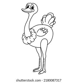 Cute Ostrich Cartoon Coloring Page Illustration Stock Vector (Royalty ...