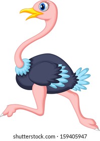 Cute ostrich cartoon running